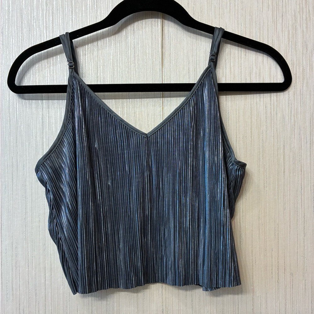 NWT Victoria's Secret metallic,‎ pleated cropped camisole in a dark silver M